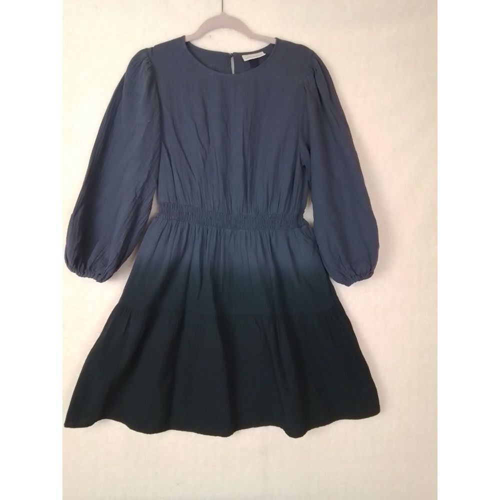Universal‎ Thread Boho Dress Sz M Gray Hombre 3/4 Balloon Sleeve Gauzy Tiered